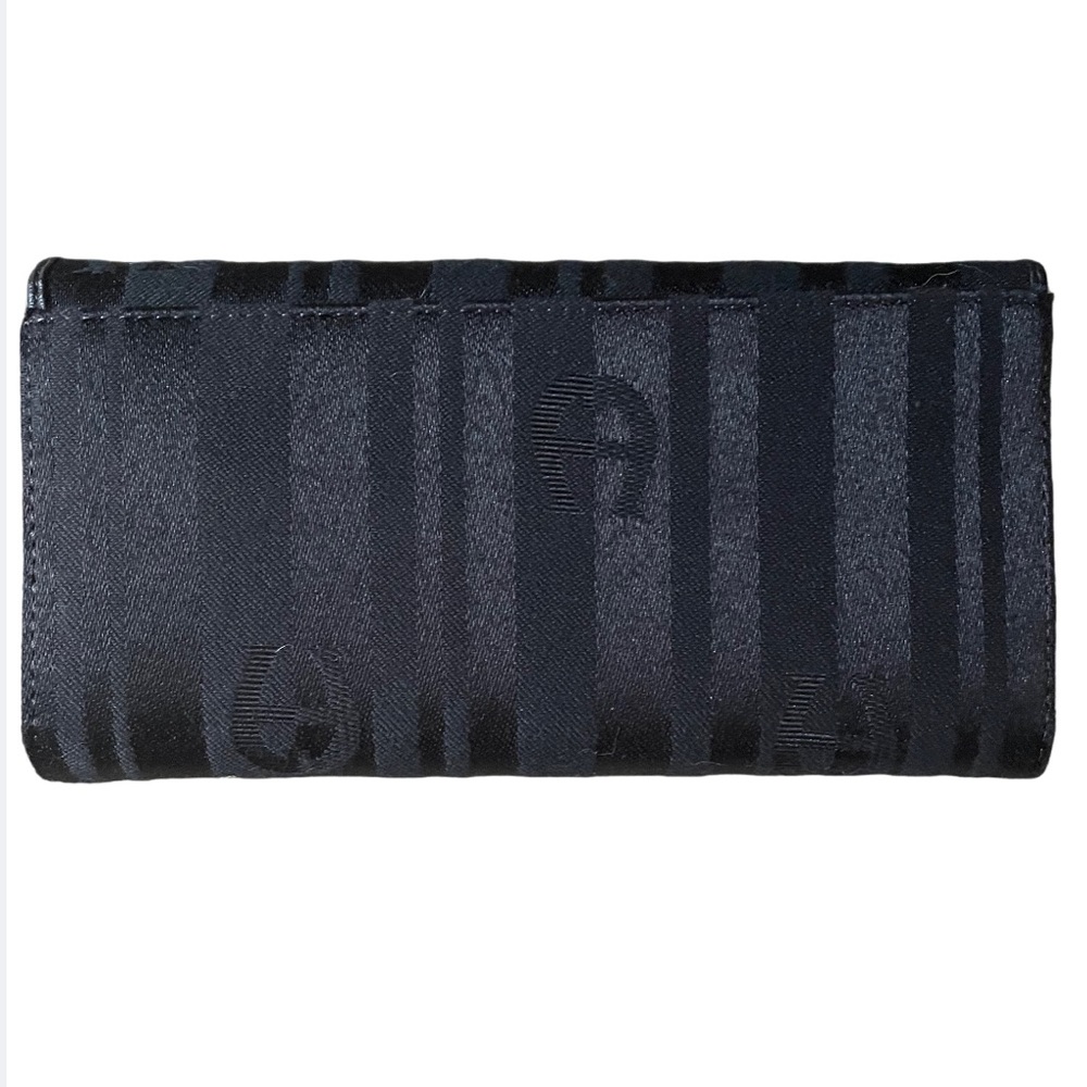 NWT Etienne Aigner - Black Fabric Trifold Snap Closure Wallet - Picture 2 of 9